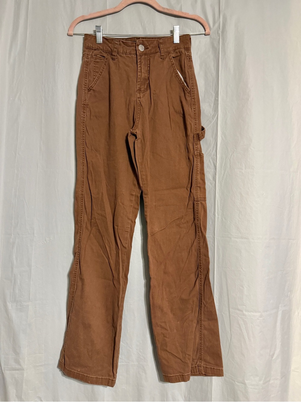 Hot Kiss Women’s Size 3 Brown Carpenter Pants Y2K Utility Cargo Flare Workwear